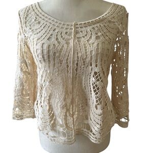 Pookie and Sebastian Overlay Shell Size Small Cream Color Eyelet Inspired